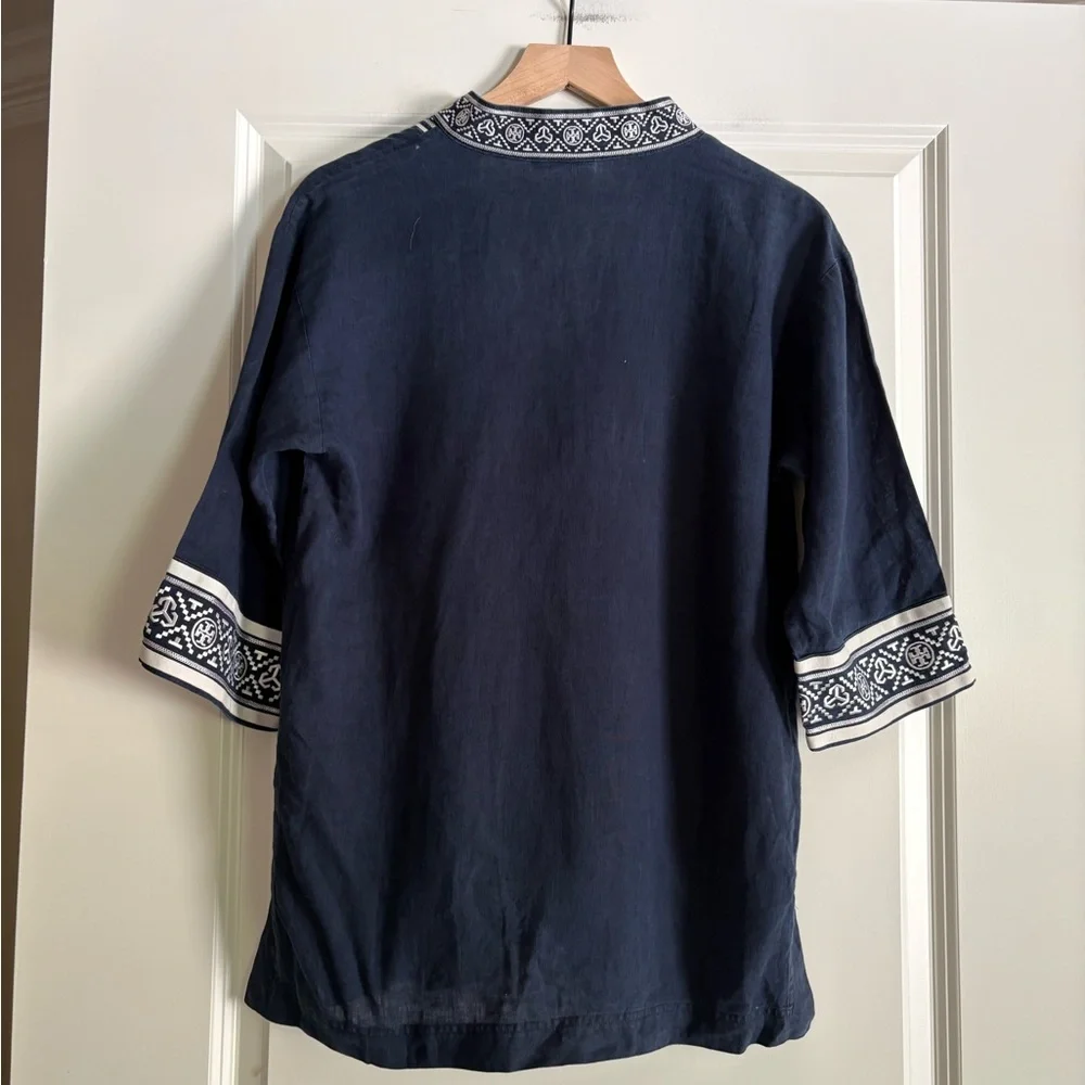 Tory Burch 100% Linen Tunic Top